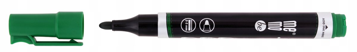 MemoBe Permanente Marker - Groen, Ronde Punt, Navulbaar