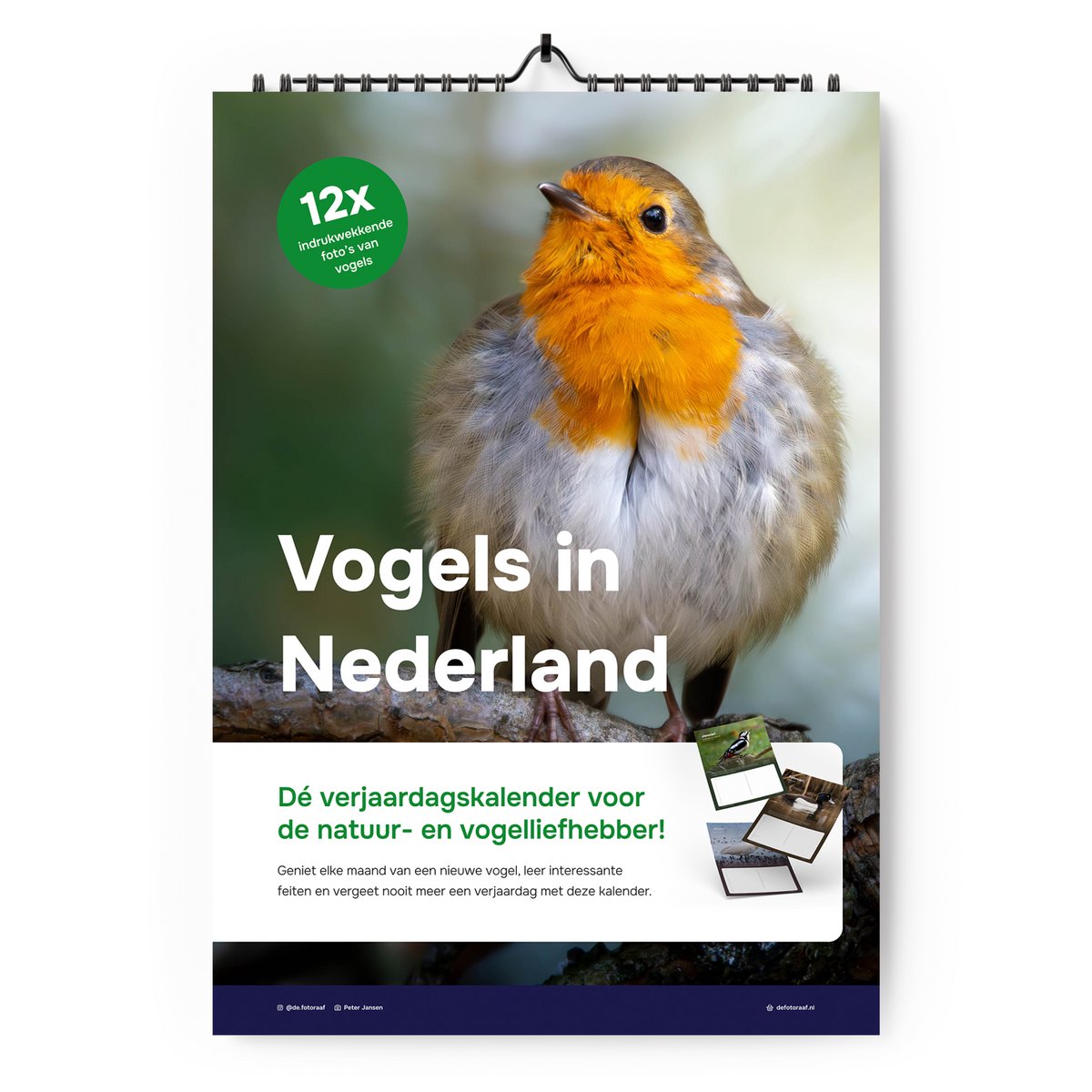 Vogels in Nederland - Verjaardagskalender A4