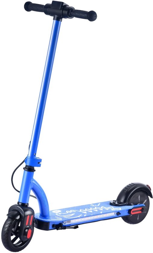Elektrische kinderstep 8-12 jaar 100W 10 km/u inklapbaar blauw LED verlichting massieve banden