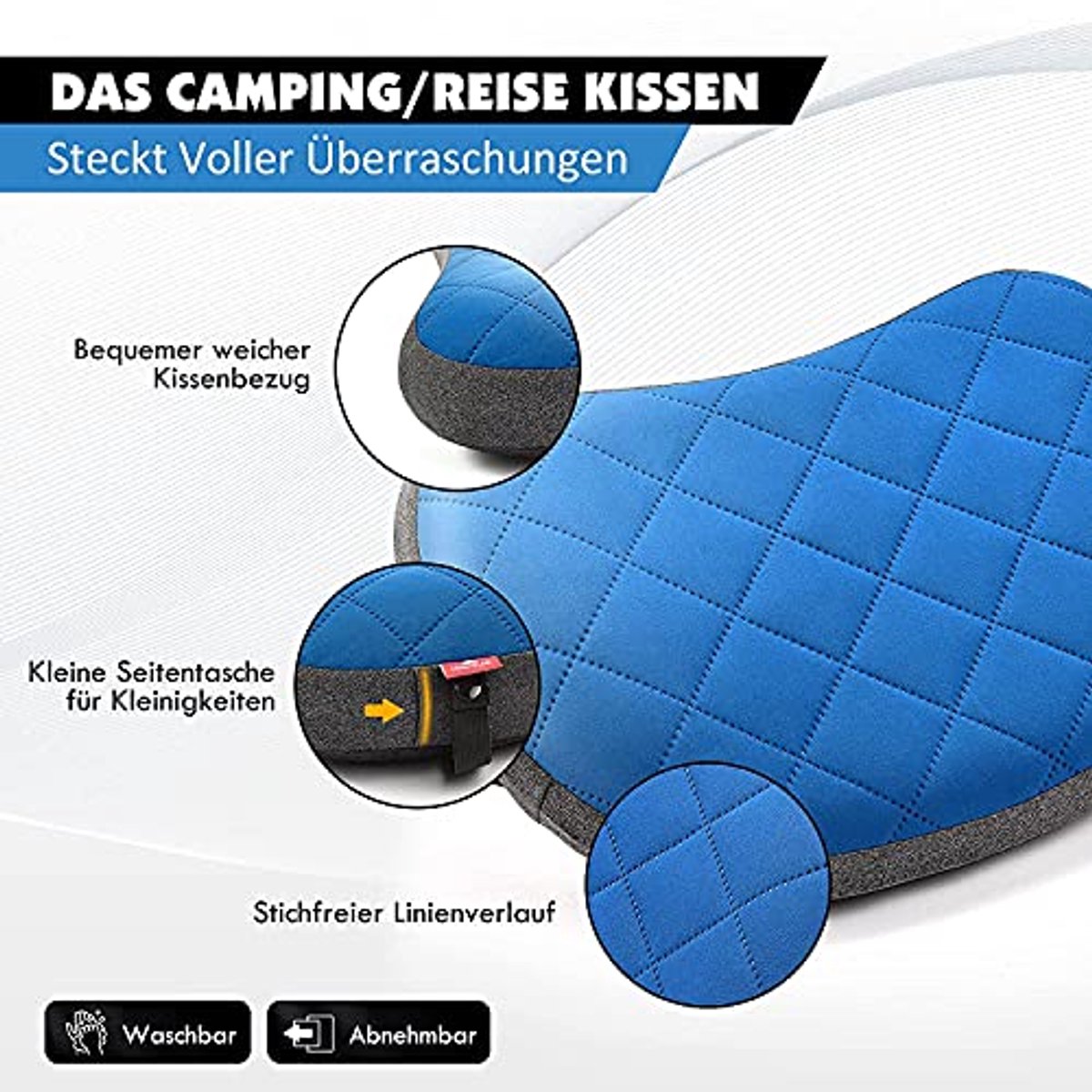 Opblaasbaar Campingkussen met Afneembare Kussensloop - Ergonomisch en Lichtgewicht