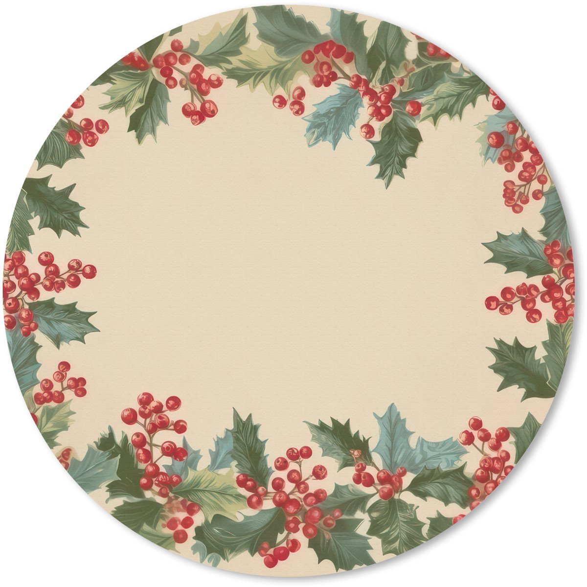Muismat rond 30x30 cm - Mousepad Hulstrand - Bessen - Beige - Ronde muismatten