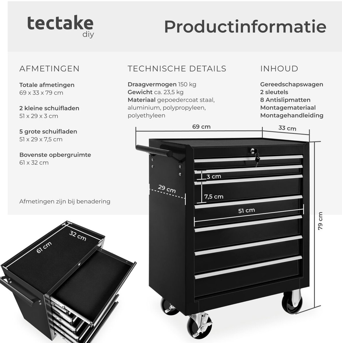Beta Gereedschapswagen met 7 laden RSC24/7 Antracietgrijs Kopen