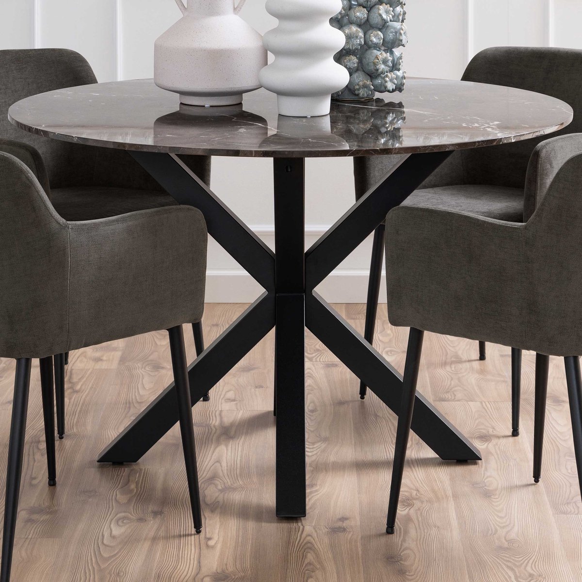 Giga Living Eettafel Harrie - Rond Bruin Marmer - Ø120x75,5cm