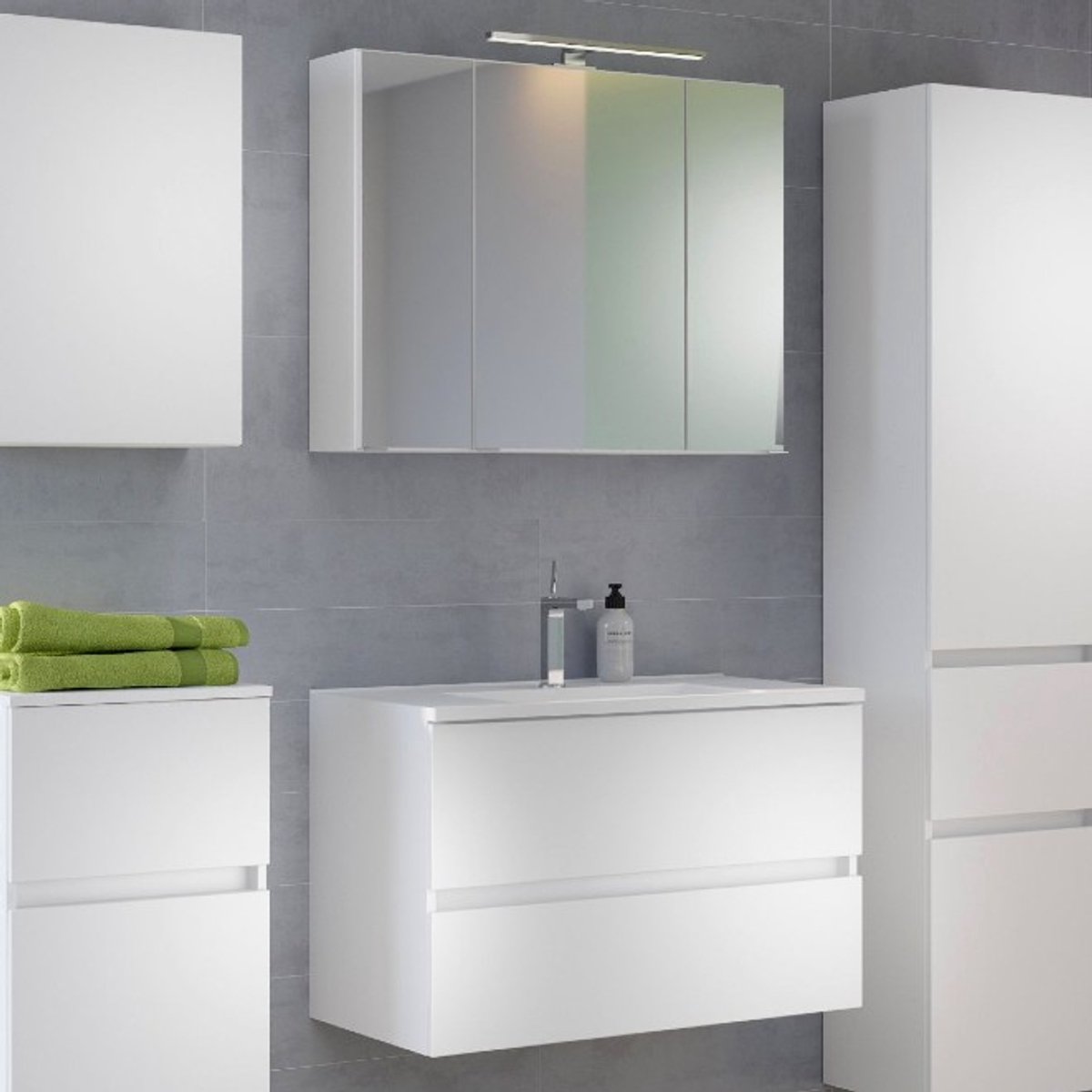 Wastafelmeubelset Brama 80cm - wit - Held - Medicijnkastjes - Wit - MDF; Spaanplaat - Medicijnkastjes -
