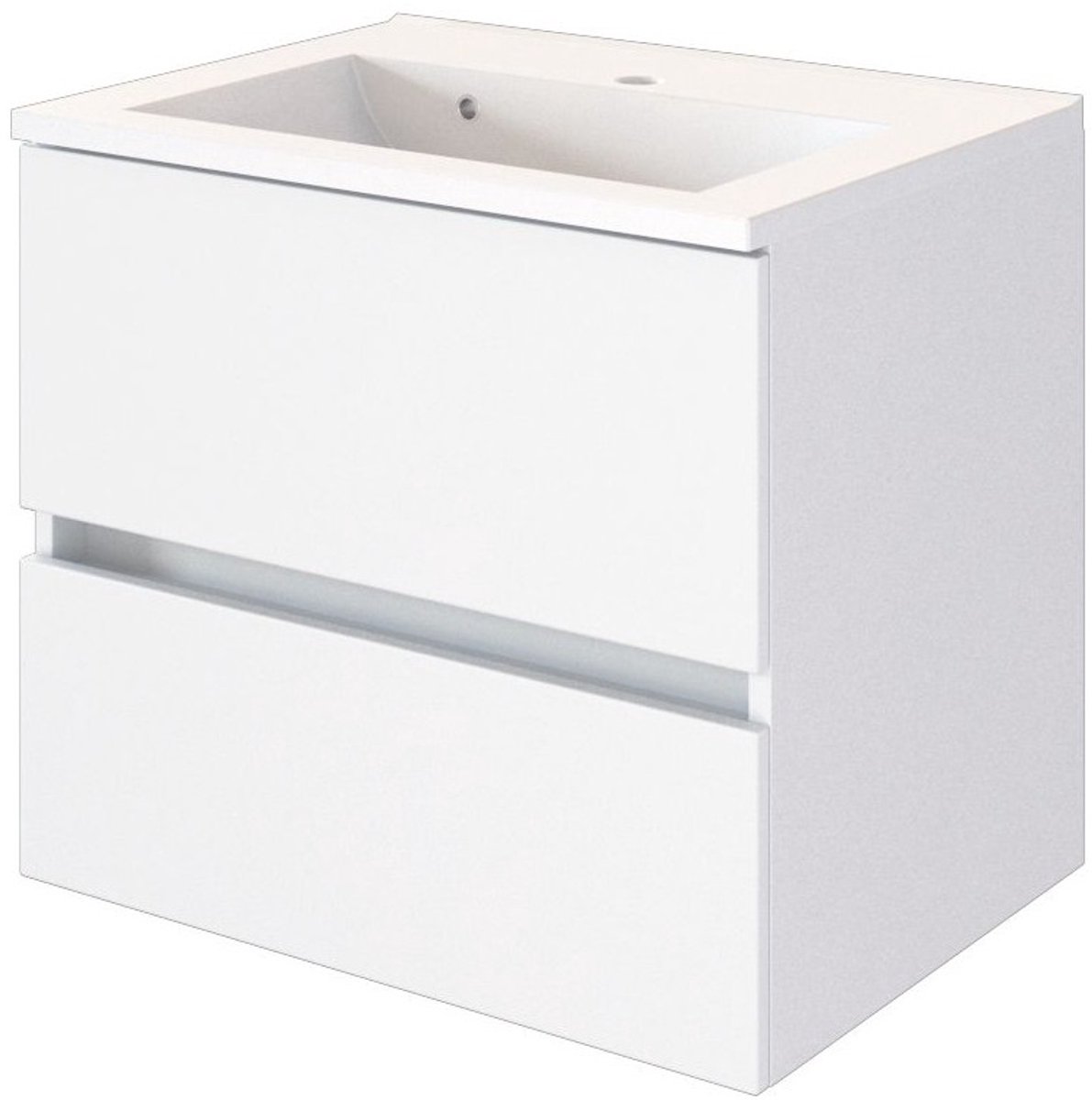 Wastafelmeubel Brama 60cm 2 lades - wit - Held - Wastafelmeubels zwevend - Wit - MDF; Spaanplaat - Wastafelmeubels zwevend -