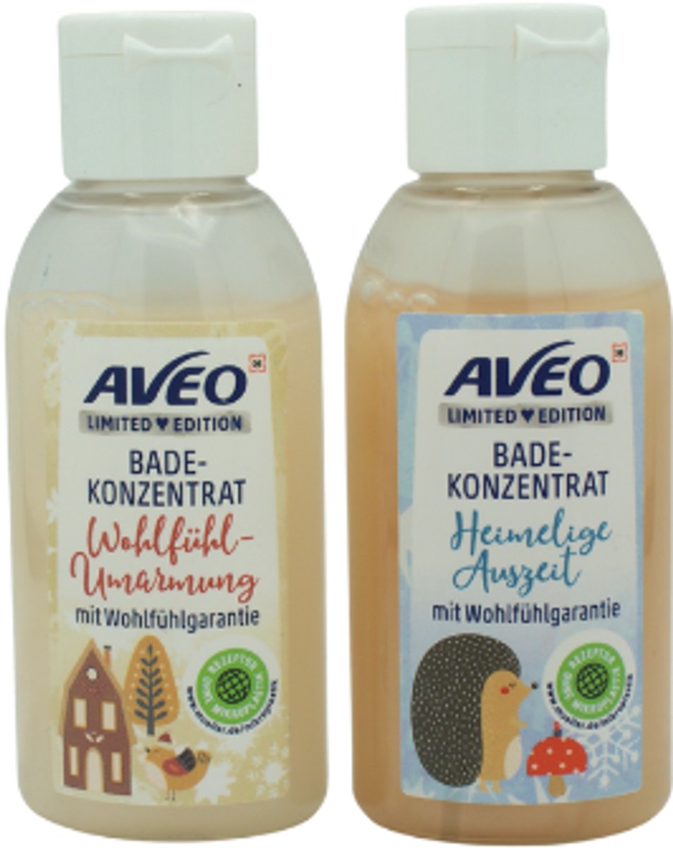 Kerst Badconcentraat Duo Set Mini's - AVEO Limited Edition Kerst/Winter | Wohlfühl-Umarmung & Himmlische Aussicht | Mini Badset 2x50ml - Kerstgeur - Ontspannend & Verzorgend