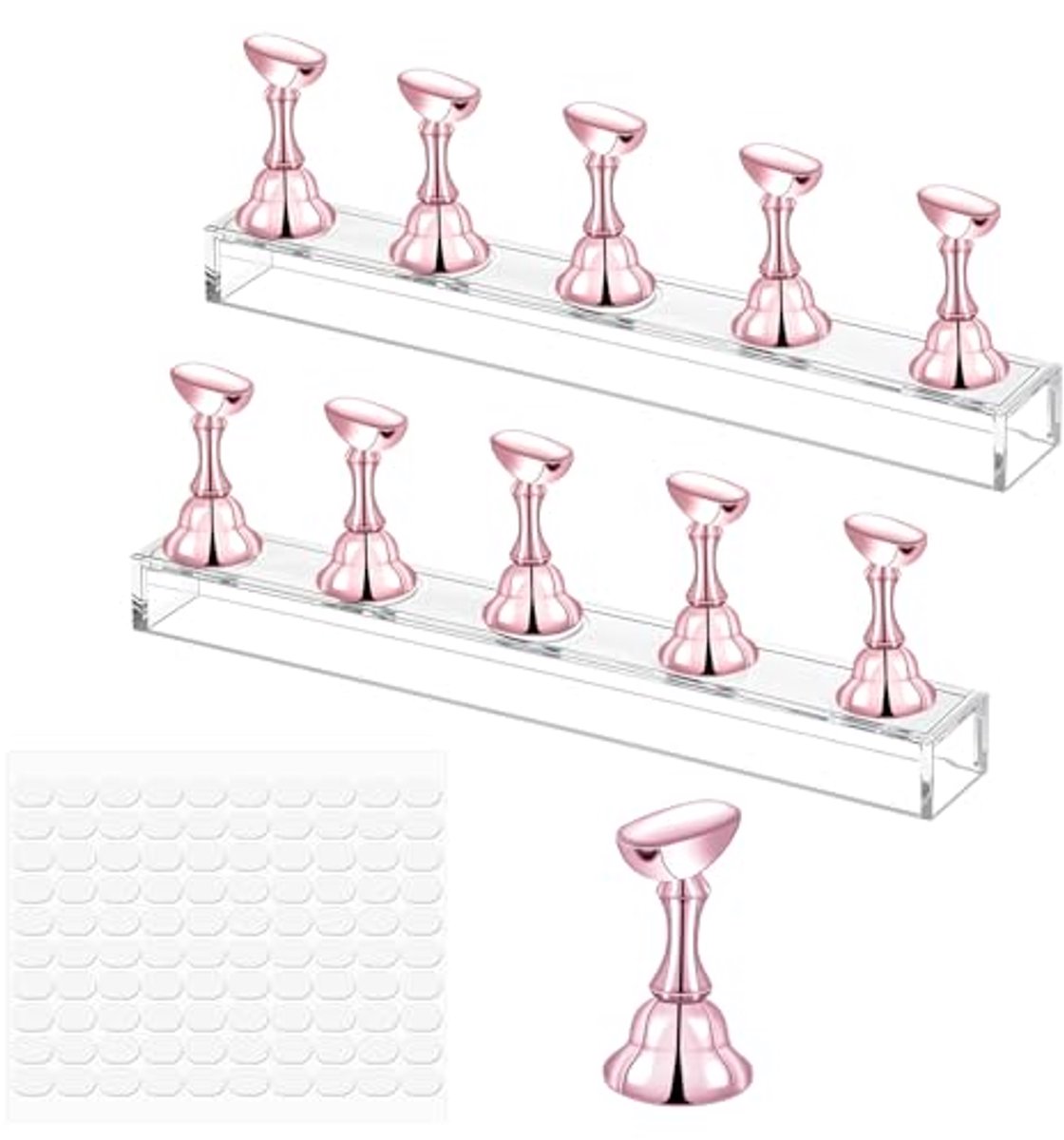 JIYIN 2 stuks nageldisplaystandaard, acryl nagelstandaard, nageloefenstandaard, oefenhand voor nageldesign, nagelgereedschap, zelf nagels maken (roségoud)