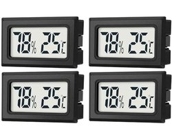 JEDEW Set van 4 digitale mini-thermometer-hygrometer, indoor temperatuur- en luchtvochtigheidsmeter voor binnen, broeikas, luchtbevochtiger, reptielen, groot lcd-scherm, centigraden ℃ (4)