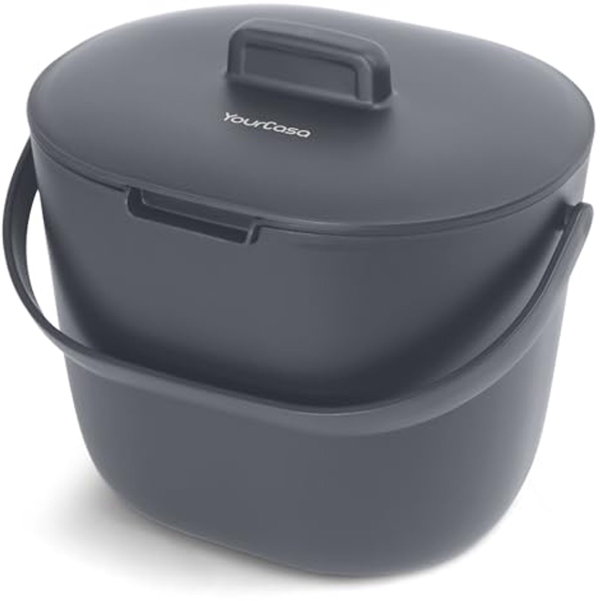 YourCasa Organic Kitchen Waste Bin 3.6 Litres Compost Bin for Daily Organic Waste, Dishwasher Safe, Odour-Proof, with Strainer and Ergonomic Handle, Bio-Trash Bin, Small