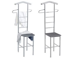 CARO-Möbel JIVO Men's Clothes Rack Set of 2 Coat Rack Metal Aluminium and MDF Grey