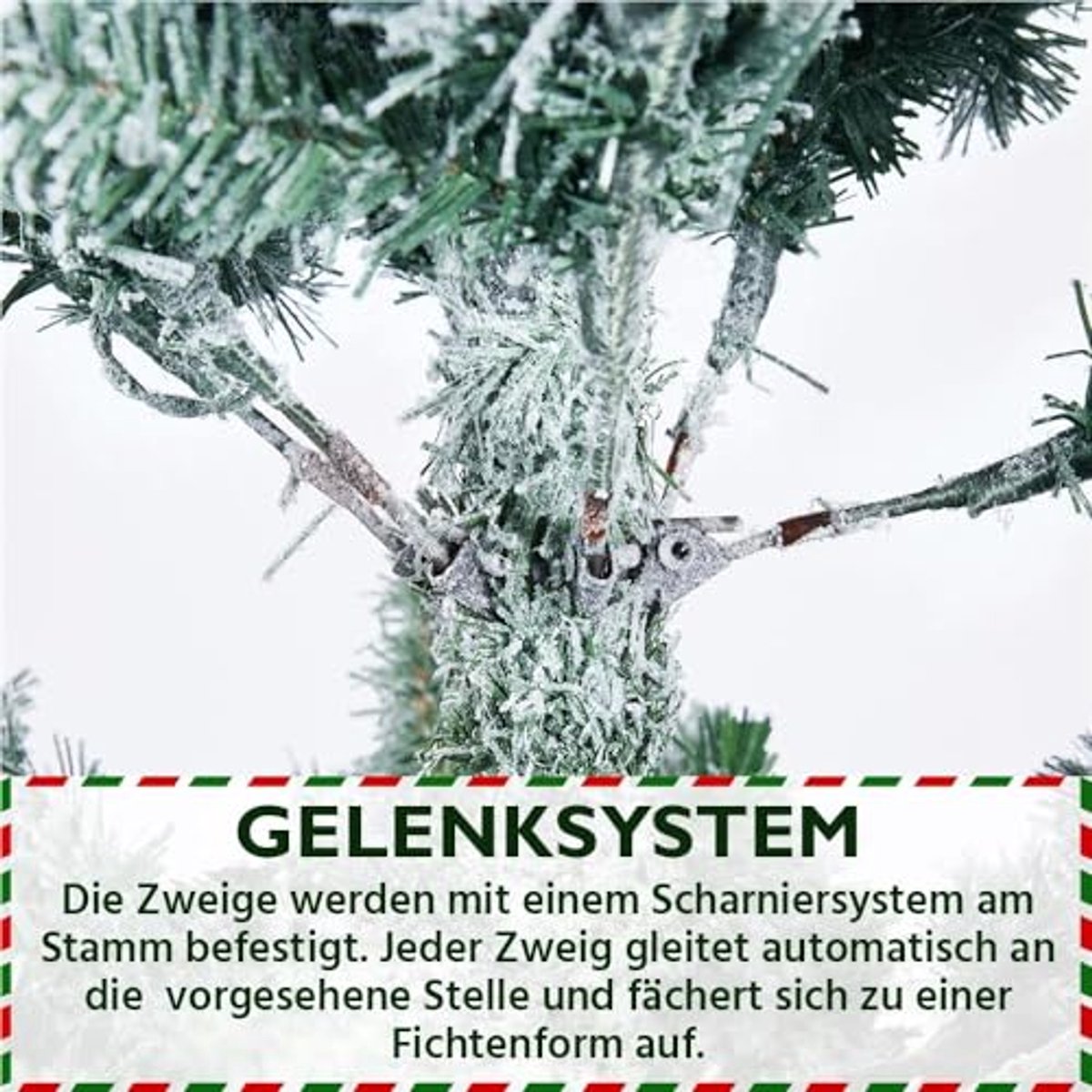 Yaheetech Kunstkerstboom met sneeuw, 152,5 cm (Ø ca. 93 cm) met ca. 532 punten, dennenboom met sneeuw, incl. metalen standaard, snelle montage, klapsysteem, boom voor Kerstmis – foto 6