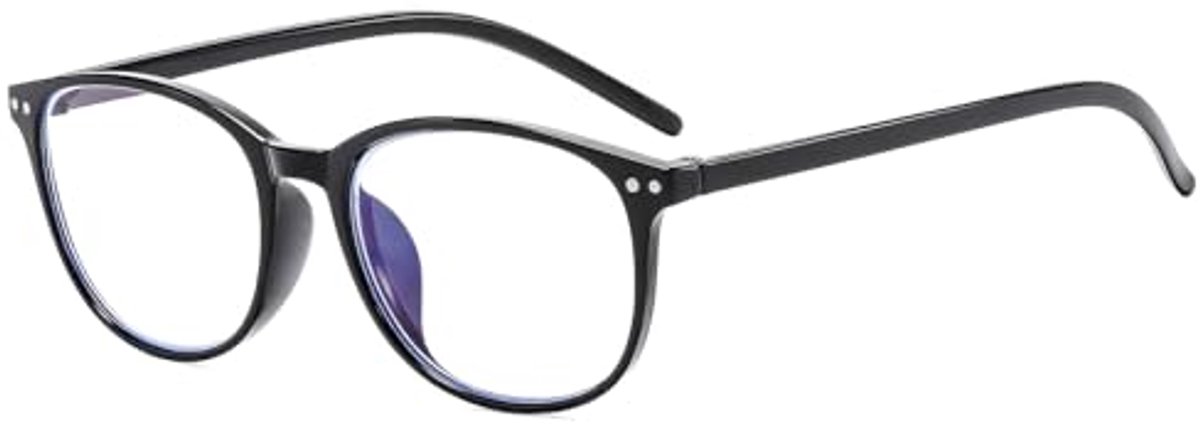 Suertree Myopia Bril met blauwlichtfilter, lichte bijziendheid, bril, scharnier, modieus, voor dames en heren, rond