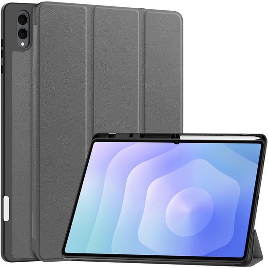 Hoesje - Geschikt voor Samsung Galaxy Tab S11 Ultra - Dun & Stevig - Hard Cover Case - Trifold Bookcase Hoes - Met Uitsparing Geschikt voor S Pen - Hardcover Book - Tablethoes - Grijs