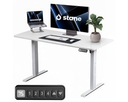 Stane Zit Sta Bureau Elektrisch Verstelbaar - 4 Geheugen Standen - Incl. Kabelgoot - 140 x 60 cm - Wit