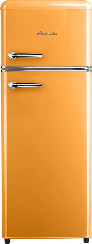 Helvetia Retro Koelvriescombinatie 206L Oranje Vintage 2-deurs 4 Vriezer 162L Koelkast LED verlichting