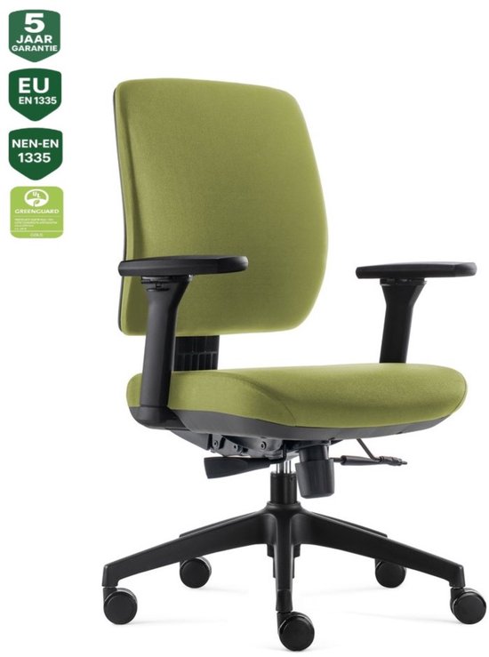 BENS 917-Ergo-1 Groen - Ergonomische Bureaustoel - Volledig Stoffen Bekleding - GREENGUARD GOLD - Voldoet aan NEN-EN1335 & ARBO normen