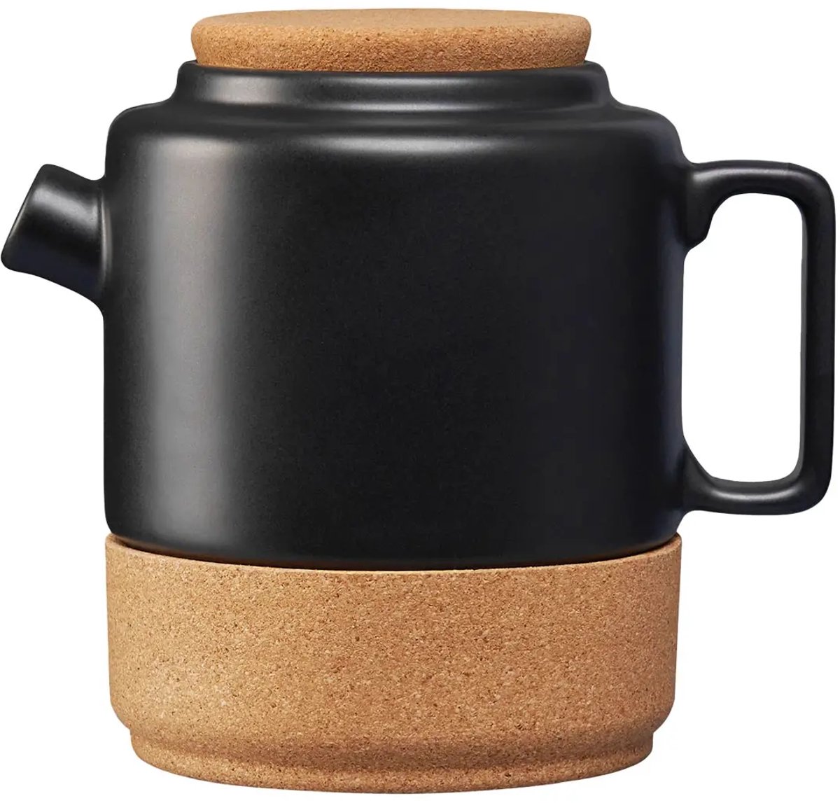 Alma Gémea | Theepot van Keramiek en kurk | Mat zwart