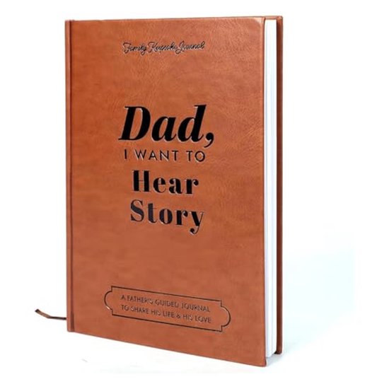 Gesloten bruin 'Dad, I want to Hear Story' dagboek, een vadergids dagboek om zijn leven en zijn liefde te delen.