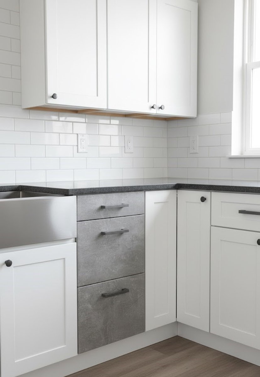 Luxe R-Line Kitchen Cabinet Set – Modular Wall & Base Units | Elegant White Engineered Wood Kitchen Furniture | Adjustable Shelves, Worktop, Storage for Crockery, Tools & Kitchen Accessories | Modern Scandinavian Style