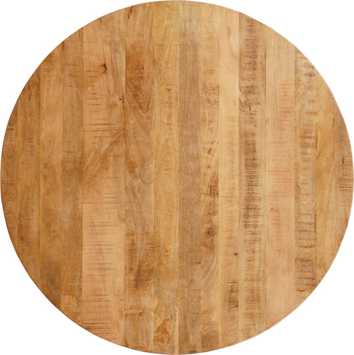 Sfeerwonen Enzo Tafelblad Rond 105 cm Ø – Mangohout Naturel Bruin – Massief Hout – Rechte Rand 5 cm – Zonder Onderstel