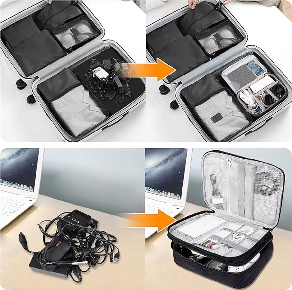 Kabelorganizer reistas - Waterdichte draagbare kabelorganizer - voor opladers, USB-sticks, koptelefoons, powerbanks, harde schijven en SD-kaarten – foto 4