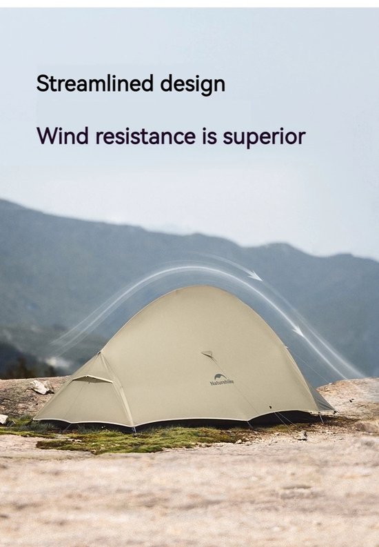 Naturehike® Cloud Up Pro Tent - Camping Tent - 2 personen - Ultra lichtgewicht tent - Outdoor - Hiking & Wandelen - Waterdicht - 3 seizoenen - Incl. grondzeil - Lichtgrijs van Naturehike — afbeelding 4