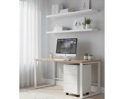 Rolling Drawer Cabinet – Mobile 3-Drawer Office Storage with Lock, Pre-Assembled Metal Filing Cabinet for Desk, Home Office & Workspace, Matte White, 40 x 30 x 54 cm IndustrialHome