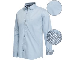 Cappuccino Italia - Heren Overhemden Regular Fit Overhemd Baby Blue - Blauw - Maat XL