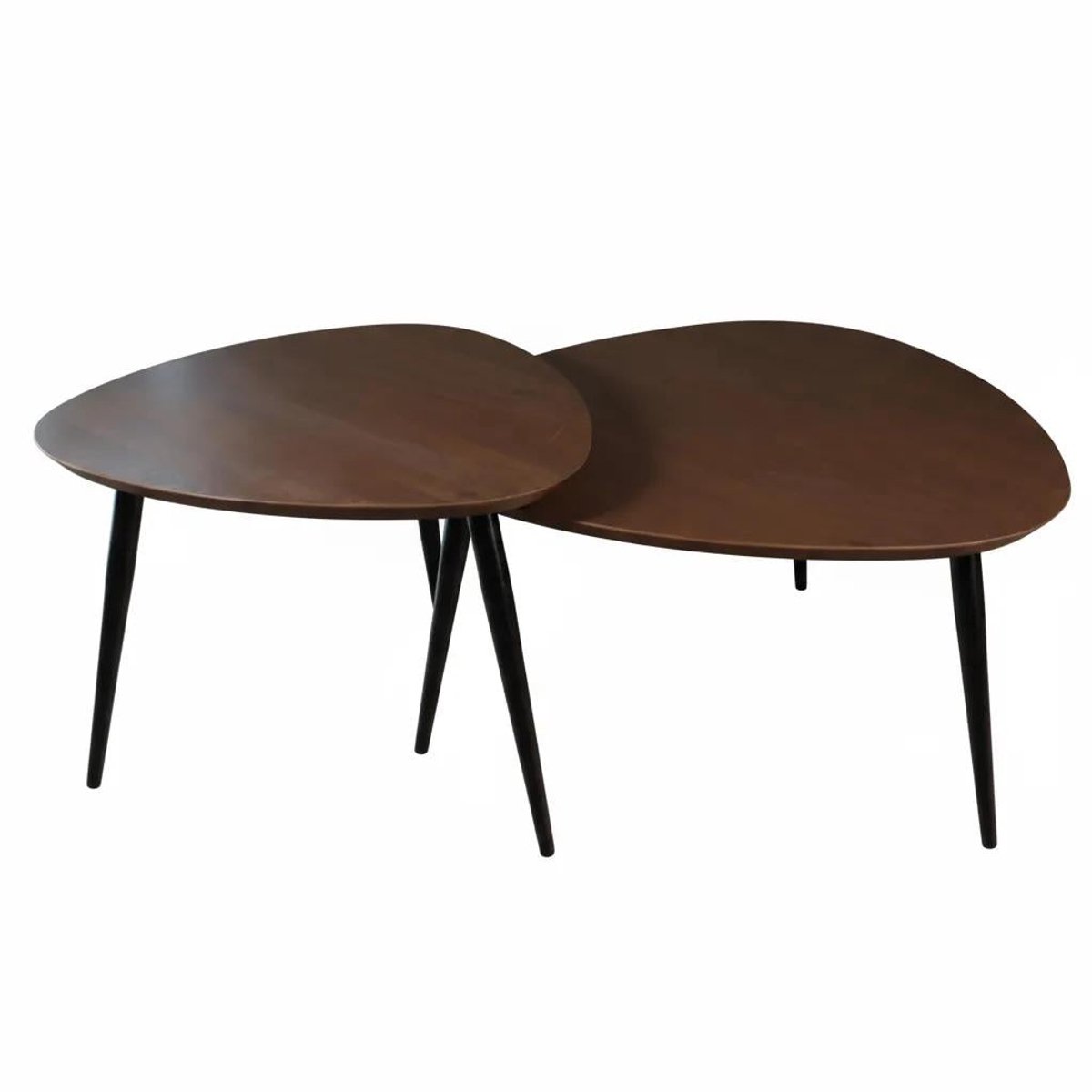 Salontafel organisch set van 2 mangohout Leyla walnoot bruin bijzettafel organisch mango side table
