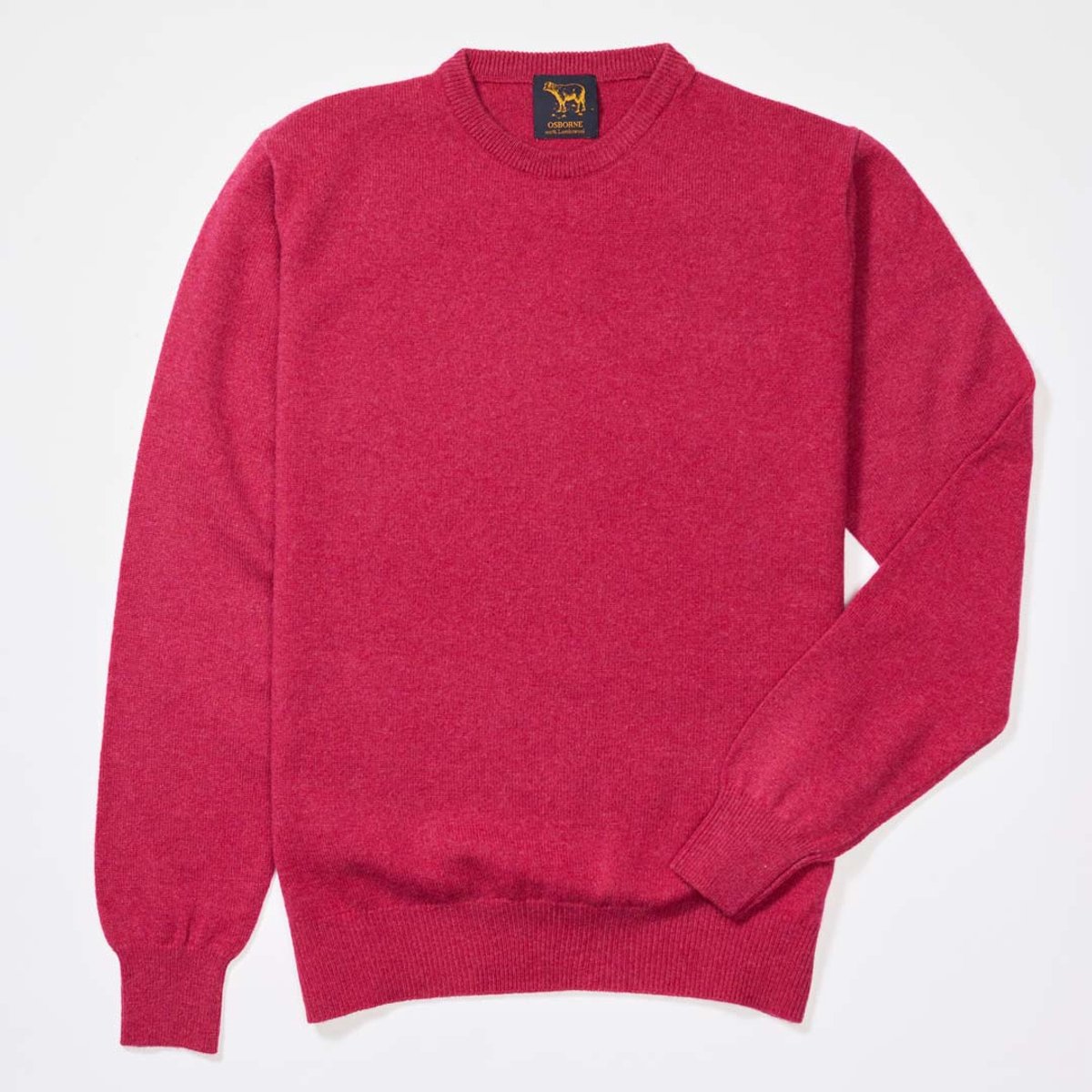 Osborne Knitwear Trui met ronde hals - Sweater heren in Lamswol - Pullover Heren - Rosehip - L
