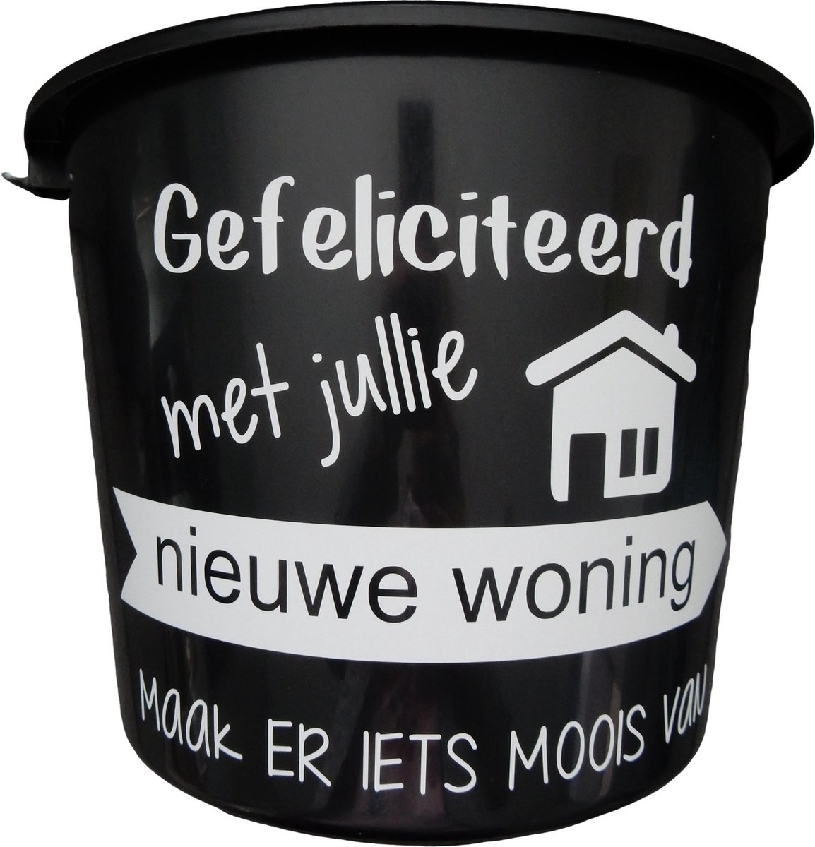 regeling badminton Landelijk Cadeau Emmer - Gefeliciteerd Nieuwe Woning - 12 liter - zwart - cadeau -  geschenk -... | bol.com