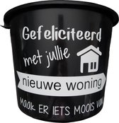 Cadeau Emmer - Gefeliciteerd Nieuwe Woning - 12 liter - zwart - cadeau - geschenk - gift - kado - housewarming
