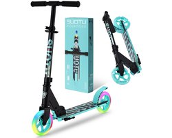 Suotu Kinderstep - 145mm Lichtgevende Wielen - Step - Speelgoed Jongens/Meisjes - Max stuurhoogte: 85 cm - Aluminium - Blauw/Zwart