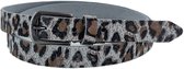 Riem en cuir pour femme imprimé panthère | 2 cm de large | Taille de ceinture : 85 (longueur totale : 100 cm) | 100% cuir véritable | Couleur: blanc cassé | Boucle sans nickel