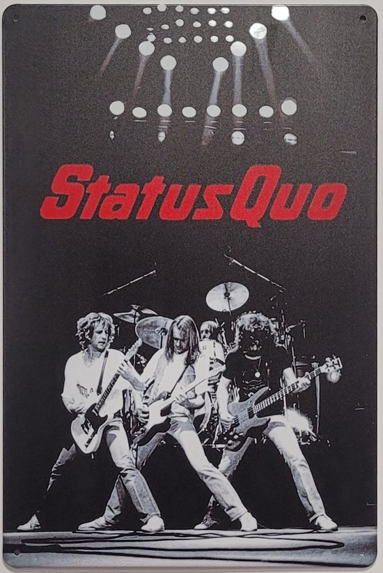 Status Quo zwart wit rode letters Reclamebord van metaal METALEN-WANDBORD - MUURPLAAT - VINTAGE - RETRO - HORECA- BORD-WANDDECORATIE -TEKSTBORD - DECORATIEBORD - RECLAMEPLAAT - WANDPLAAT - NOSTALGIE -CAFE- BAR -MANCAVE- KROEG- MAN CAVE