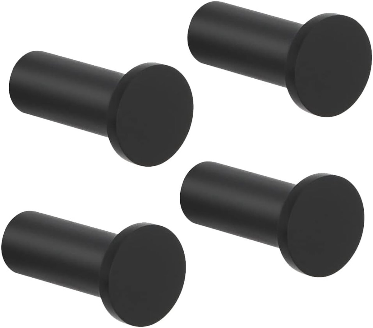 4-pack ronde schroefwandhaken- roestvrij staal- zware kwaliteit- badkamer- slaapkamer- keuken- hal- handdoekrek- 16 x 35 mm- zwart