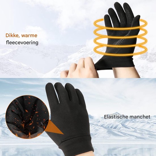 Fietshandschoenen, touchscreen-handschoenen, waterdichte winterhandschoenen, antislip skihandschoenen, uniseks ​sporthandschoenen handschoenvoering outdoor loophandschoenen, warme winddichte winterhandschoenen (XL