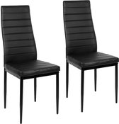 PIPIPOXER-Eetkamerstoelen - Set Van 2 - Eettafelstoel - Keukenstoel -Stoel-PU Leer - Metalen Poten -Zwart