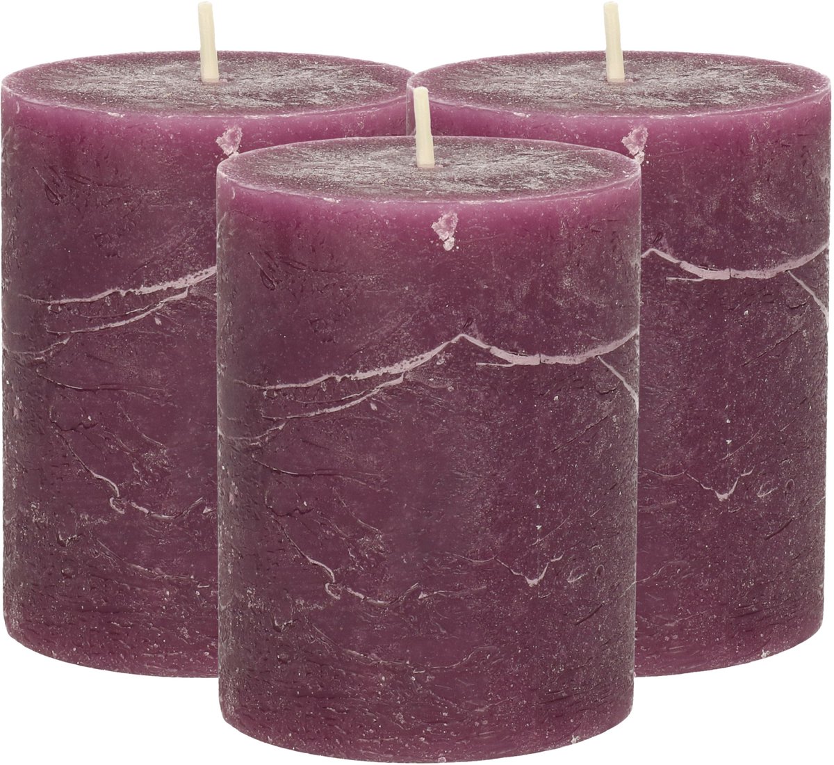 Atmosphera Atmospera Stompkaars/cilinderkaars - 3x - bordeaux rood - 7 x 9 cm - middel rustiek model