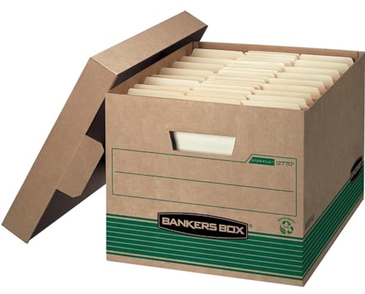 Opbergdozen Set van 20 - Gerecycled, Medium-Duty, FastFold, Lift-Off Deksel voor Documenten