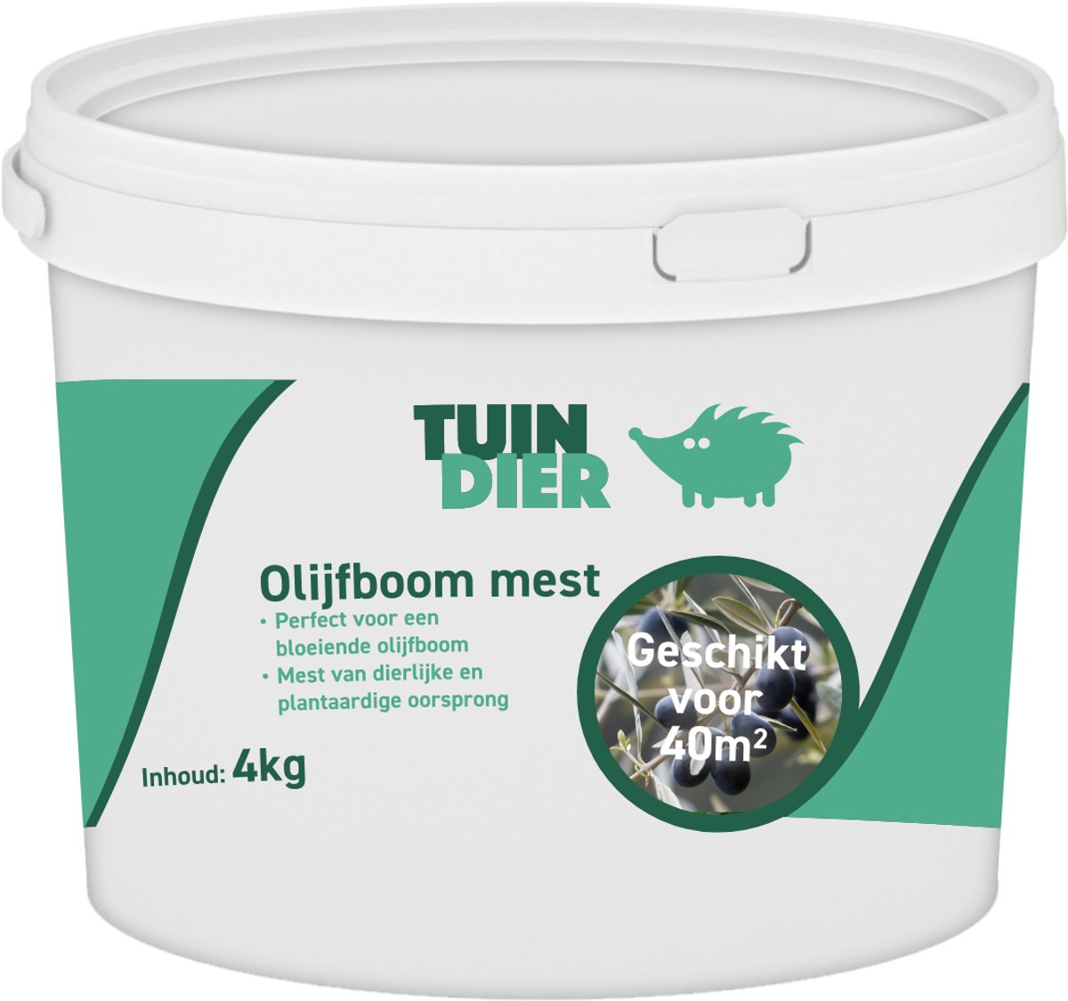 Olijfboom mest | TUIN-DIER® | Olijfboom voeding | Olijfboom meststof | 100% natuurlijk | In handige bewaaremmer | 4.000 gram | 4 kilogram