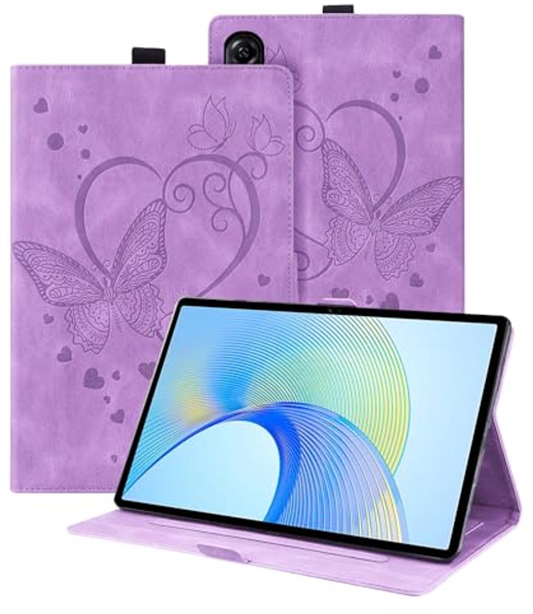 Hoogwaardige Tablet Hoes 11.5" voor Honor Pad X9/X8 Pro - Paars PU-leer met Standardfunctie en Vlinderreliëf