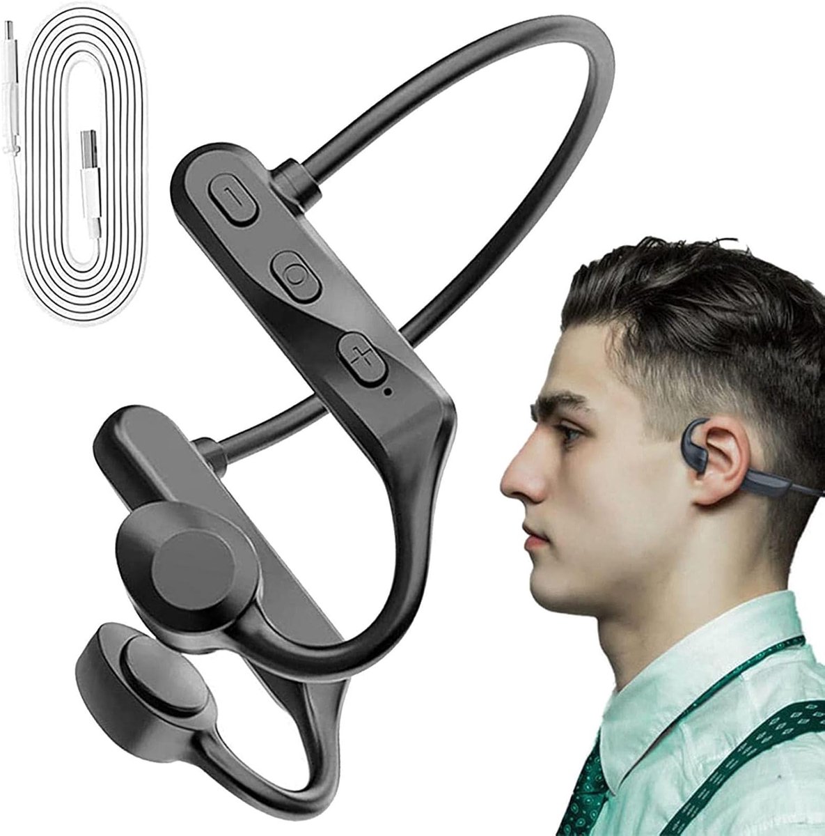 Bone conduction koptelefoon - Bluetooth 5.0 Sport-oordopjes - 8 uur speeltijd, waterbestendige draadloze koptelefoon voor training, hardlopen, gym, wandelen, fietsen