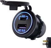 3-USB PD Autolader Sigarettenaansteker Socket 300W: Qidoe Dubbele USB C 30W & Quick Charge 3.0 Autostopcontact Paneel met Schakel Waterdichte Opladen voor 12V/24V Auto Motor Boot Camper Caravan