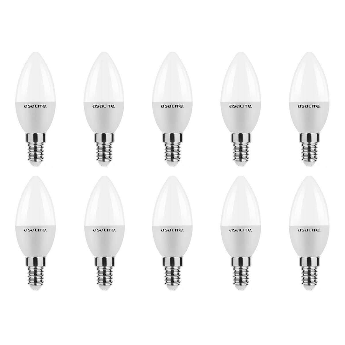 Asalite LED Lamp C37 E14 Fitting - 6W = 40W - 510 Lumen - 4000K Neutraal Wit Licht - Niet Dimbaar - 220-240V - Energiezuinig - Kaarslamp LED - 10 stuks