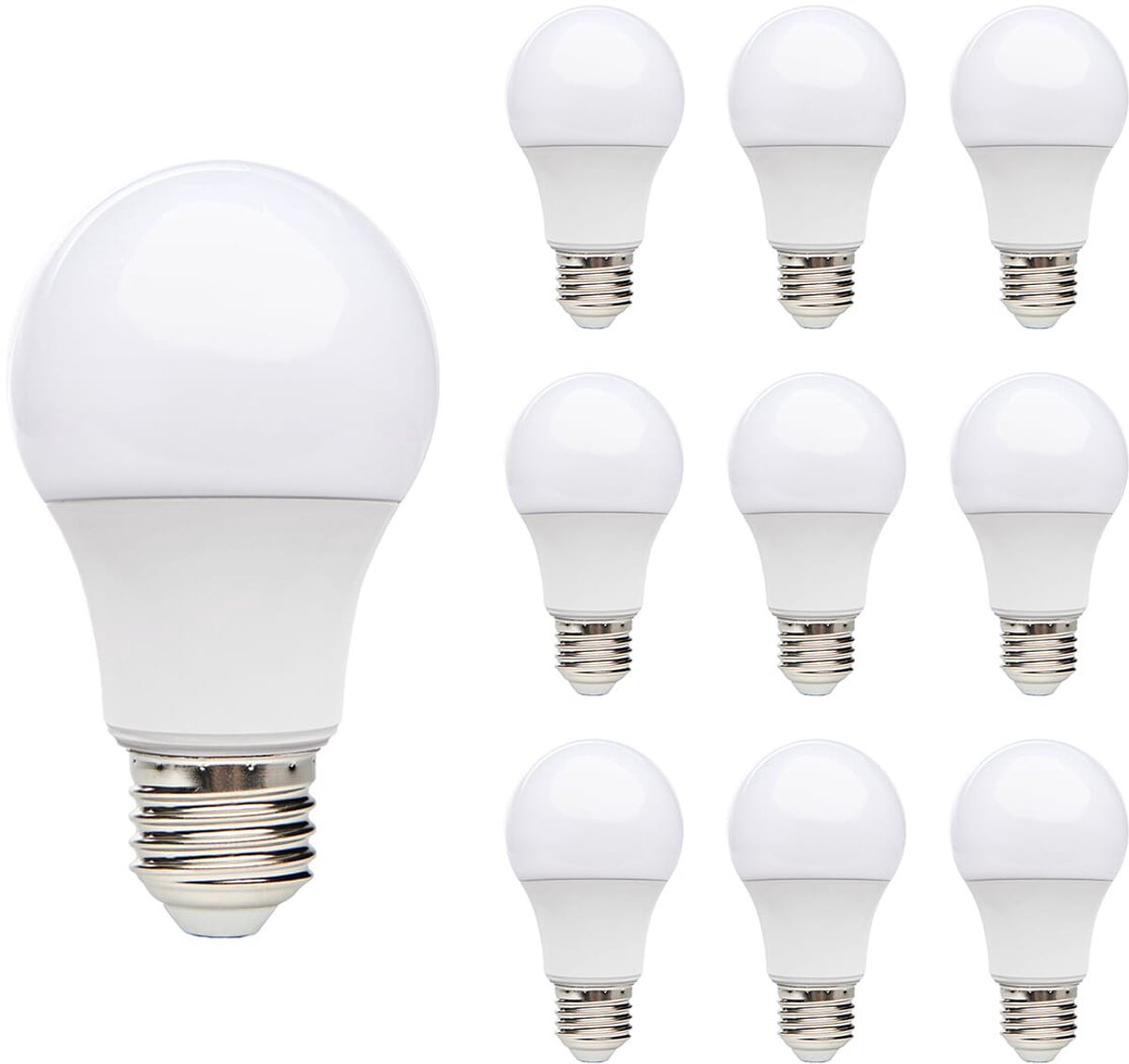 Kobi LED Lamp E27 10.5W - 1055lm - 6500K Koud Daglicht - 230V - Standaardvorm - Voor Spiegelkast, Studio of Garage - 10 stuks