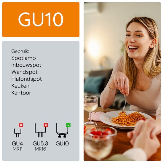 Spot LED Kobi GU10 5W - 400lm - 4000K - 230V - Pour Éclairage de salle de bain - Culot GU10 - 10 pièces