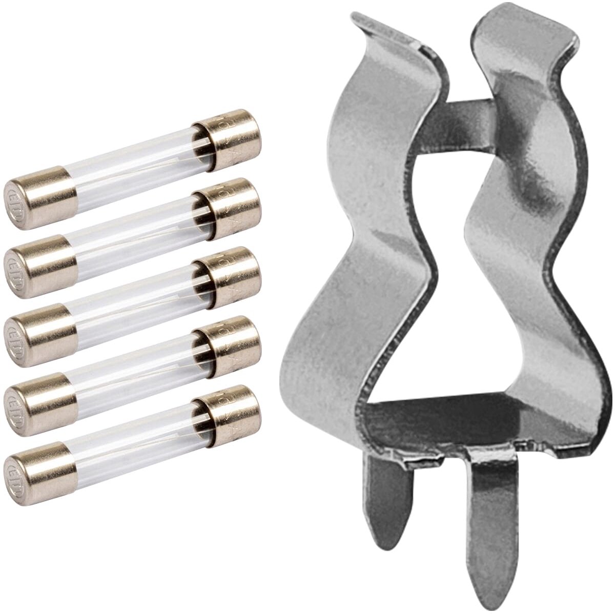 VLTG Zekeringhouder clips 5x20mm - 15A - Klein - T(traag) - inclusief 5x Glaszekeringen