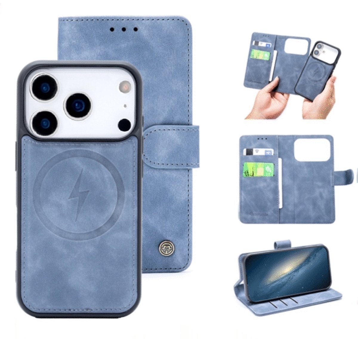 Casemania – Bookcase 2-1 MagSafe – iPhone 17 Pro Grijs