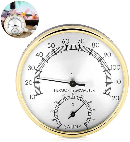 Foto: Sauna hygrometer 2 in 1 hydrometer voor buiten roestvrij staal thermometer hygrometer tot 120 c nauwkeurige sauna thermometer hoogwaardige sauna accessoires binnen analoog